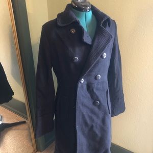 Sarah Jessica Parker navy wool pea coat